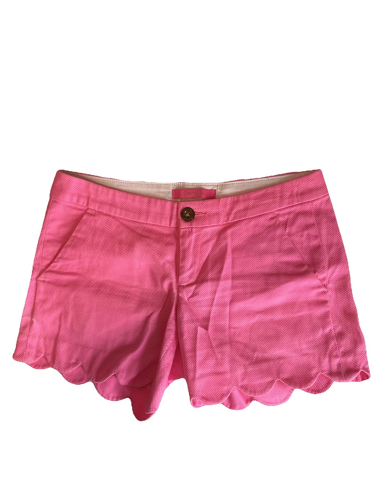 Lilly Pulitzer Pants - Lilly Pulitzer Women's Pink Floral Scalloped Hem Shorts Size 00 Summer Spring